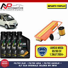 KIT TAGLIANDO LANCIA MUSA 1.3 MJT E4 69/90CV +4L LITRI OLIO SELENIA 5W40 PURFLUX