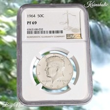 1964 John F Kennedy, NGC PF69 argento proof mezzo dollaro, colore bianco brillante
