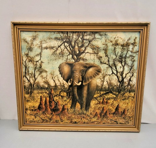 Dipinto olio elefante africano