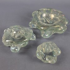 Antico Trittico Di Ciotole Vetro Murano Barovier & Toso Sculture Collezione 1940