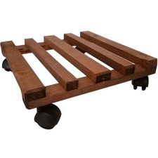 Sottovaso con ruote in legno