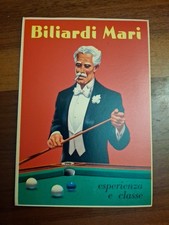 RIPRODUZIONE CARTOLINA PUBBLICITARIA BILIARDI MARI -ESPERIENZA E CLASSE- NUOVA