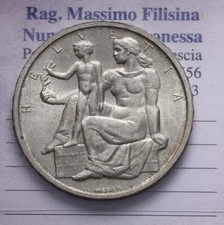 NL* SVIZZERA HELVETIA 5 FRANCHI ARGENTO 1948 B CENTENARIO COstituzione super