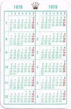 ROLEX CALENDAR 1978 1979