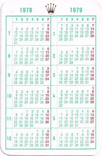 Rolex calendar 1978 - 1978, 1979