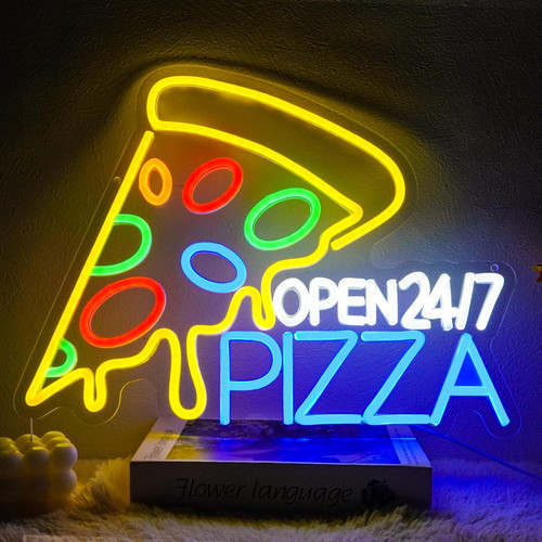 Insegna neon pizza - al, aperta