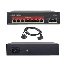 Switch Poe Telecamere 10 Ingressi 8 Port  2 Up-link Protezione Sovratensioni 4KV