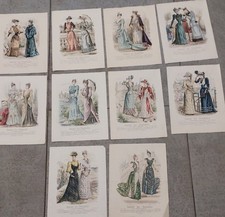 Set di 10 stampe vintage. Dame