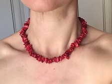 Collana di corallo naturale,43cm,rosso