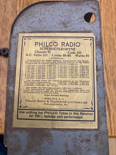 Radio philco modello - philco, codice