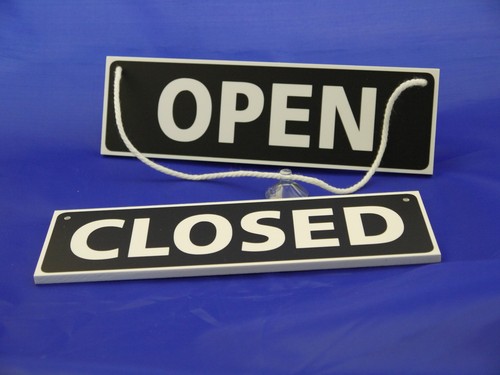 Open closed sign hanging - open,