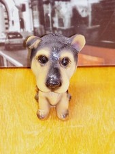 STATUA IN RESINA MINI SCULTURA CANE CAGNOLINO  CUCCIOLO SEDUTO 2 RAZZE PASTORE 