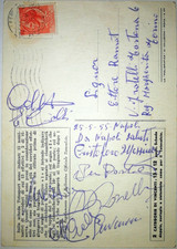 CICLISMO TEAM FREJUS AUTOGRAFI ORIGINALI SU CARTOLINA GIRO D'ITALIA 1955