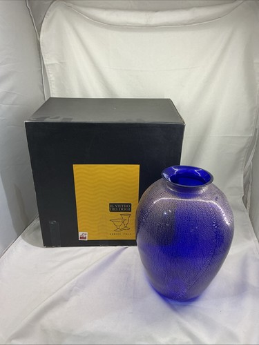 Vaso vetro blu murano - blu, con
