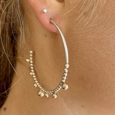 Dodo Pomellato Orecchini Anelle Cerchi Grandi Oro Rosa Argento 100% Originali