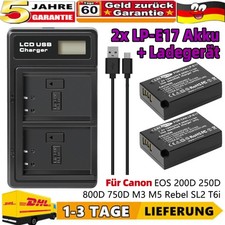 2x batteria LP-E17 per Canon EOS 77D 750D 760D 800D Kiss X8i X9i + doppio caricabatterie