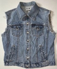 Preowned- Vintage History Iceberg Button Front Denim Vest Womens (Size 40/XS)