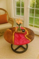 Tavolo rotondo rosso resina