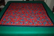 Foulard donna/uomo, Rosso e policromo, Virgole, 80 x 84 cm, Crepe seta, usato