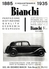 PUBBL.1935 AUTO BIANCHI S9 1400 UTILITARIA LUSSO EDOARDO BIANCHI CINQUANTENARIO