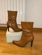 Stivali donna in pelle marrone con tacco alto - Eleganti, taglia 37