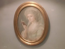 Dipinto A Pastello Ritratto Donna Francese