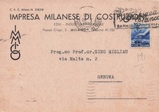 0492 TESTATINA IMPRESA MILANESE COSTRUZIONI EDILI MILANO PIAZZA CRISPI VIAGGIATA