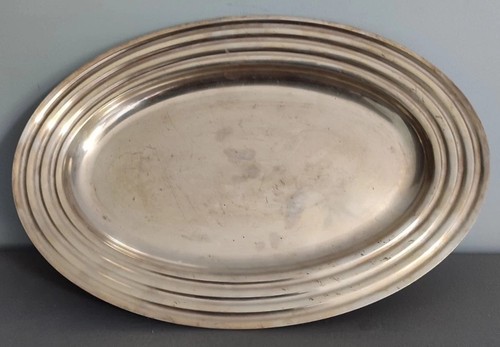 Ancien grand plat ovale métal - grand,