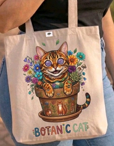 Tote bag gatto - gatto, botanic