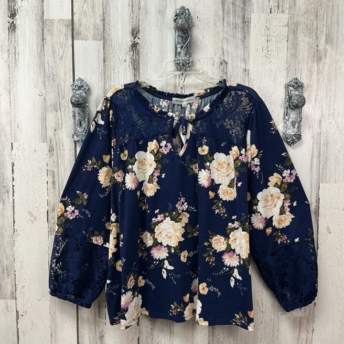Blusa donna blu navy floreale