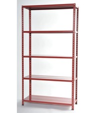 SCAFFALE IN METALLO ROSSO IN KIT CON 5 RIPIANI, 100X40X185 CM - GRIMA