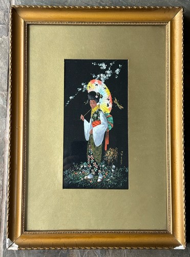 Quadro geisha seta firmato - seta,