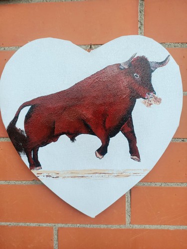 Toro tela 28x28 tecnica olio - tela,