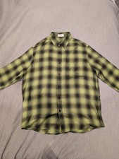 Camicia Celine Homme in flanella giallo fluo di cotone a quadri taglia 39