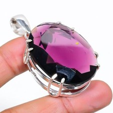 Ciondolo di gioielli etnici fatti a mano con pietra preziosa ametista 2,13"