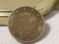 moneta Da 50 Centesimi Malta,del 2008 da circolazione con "F" in Stella 