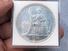 Monete Francia Indocina 1 Piastre Argento 1913 Originali Vintage Rare_Negozio LDP.