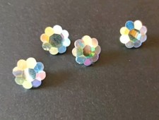 4 Bottoni Gioiello Cristallo Swarovski Forma Fiore Vintage Bottone Usato Vintage