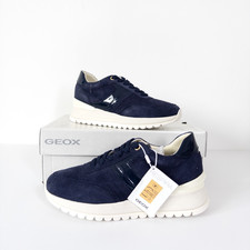 Scarpe da ginnastica Geox Desya con zeppa UK 4 NUOVE blu navy scamosciate
