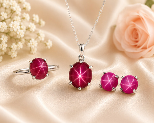 Set gioielli stella rubino - , |
