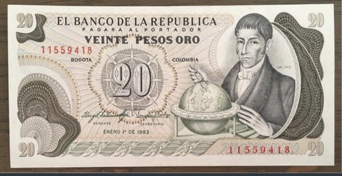 Billete colombia pesos - billete, 20