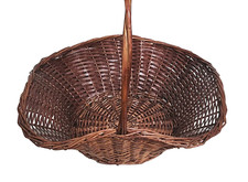 Antico, Grande cesto, cestino in vimini intrecciato con manico. Vintage.