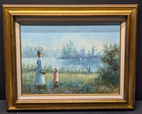 Dipinto olio uscita madre