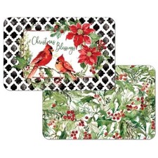 Set 4 tovagliette in plastica reversibili Cardinal Greenery Benedizioni Natale