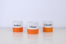 Gadget Ovomaltina tazze ceramica arancione scritta nome Chiara Andrea Claudio