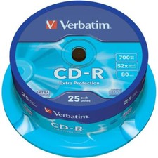 25 CD-R Verbatim Extra Protection 700MB 52x 80 Min Cake Box 43432