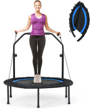 Trampolino per Fitness Pieghevole Φ101 Cm, Saltatore Con Barra Di Sicurezza, 2 B