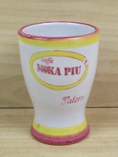 vecchio BICCHIERE IN CERAMICA CAFFE' MOKA PIU' SALERNO pubblicitario gadget di