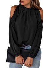 Top da Donna Eleganti, Casual, con Spalle Scoperte, Colletto A Balze, Camic7056