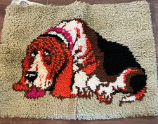 Bassett Hound Latch N Hook completo pronto da incorniciare